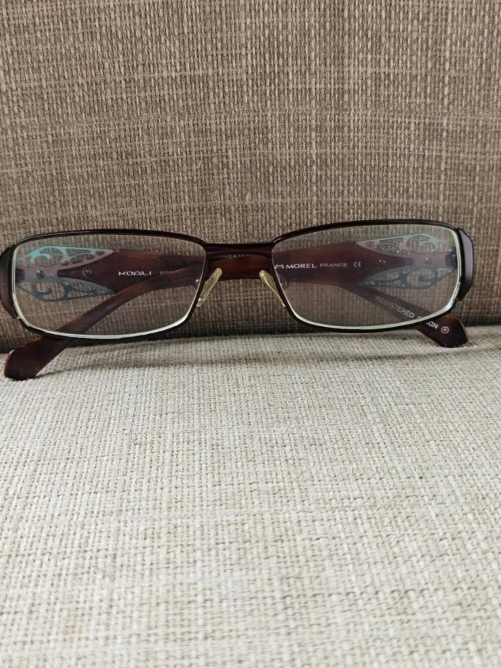 Morel France Women Eyeglasses Frame Brown W/ Turquoise Accent Glasses 6567K